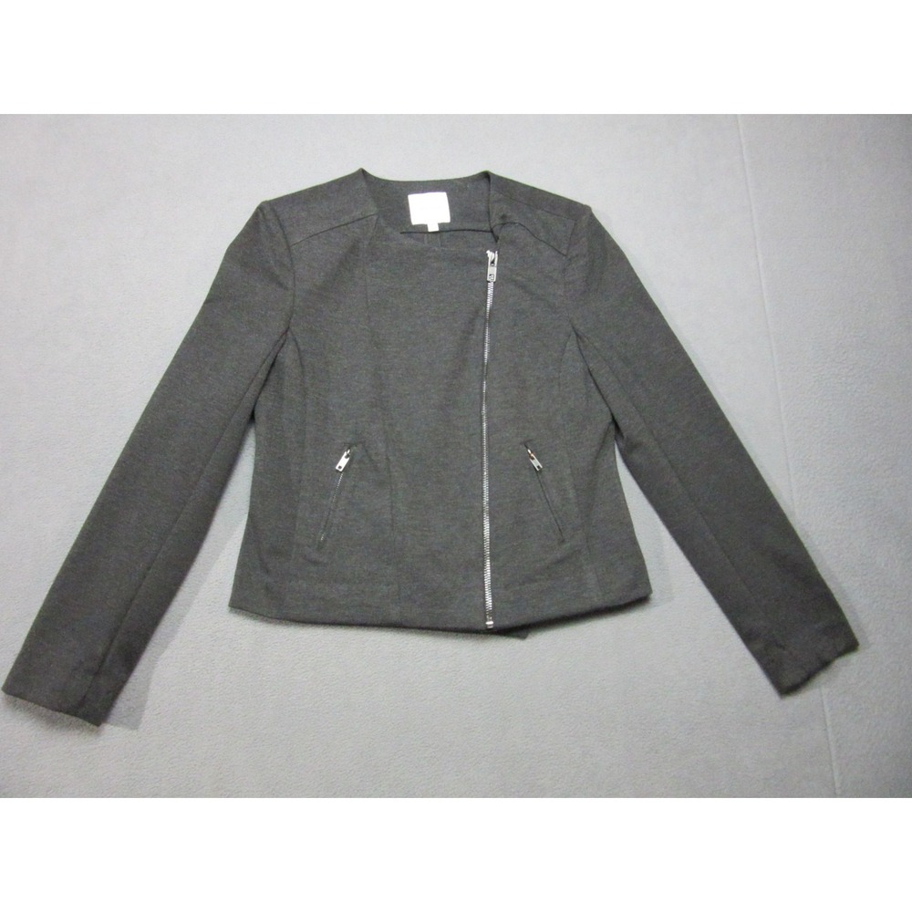 Catherine Malandrino Jacket Womens Medium Gray Runway Style Moto Asymmetric Zip